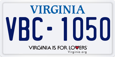 VA license plate VBC1050