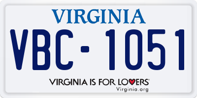 VA license plate VBC1051