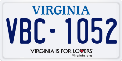 VA license plate VBC1052