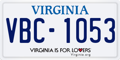 VA license plate VBC1053