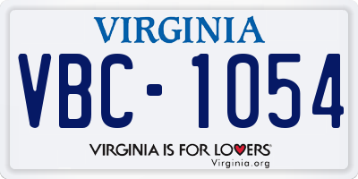 VA license plate VBC1054