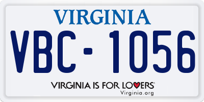 VA license plate VBC1056