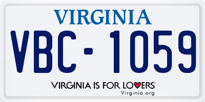 VA license plate VBC1059