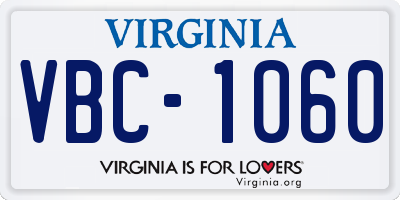 VA license plate VBC1060