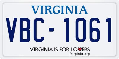 VA license plate VBC1061