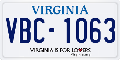 VA license plate VBC1063