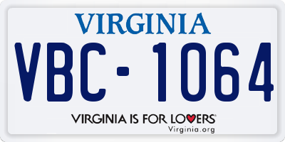 VA license plate VBC1064
