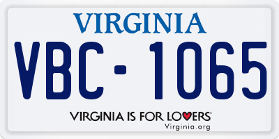 VA license plate VBC1065