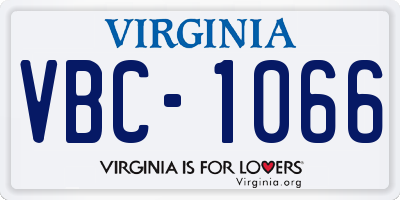 VA license plate VBC1066