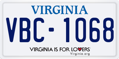 VA license plate VBC1068