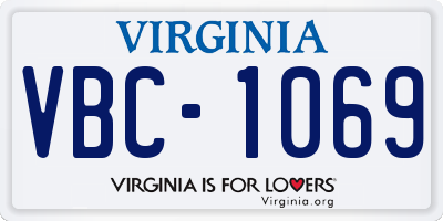 VA license plate VBC1069