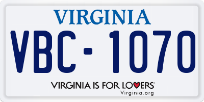 VA license plate VBC1070