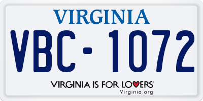 VA license plate VBC1072