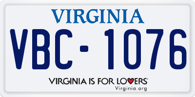 VA license plate VBC1076