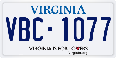 VA license plate VBC1077