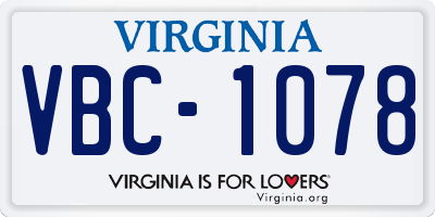 VA license plate VBC1078