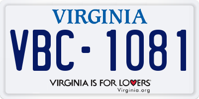 VA license plate VBC1081