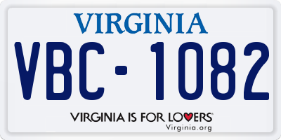 VA license plate VBC1082