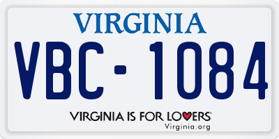 VA license plate VBC1084