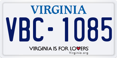 VA license plate VBC1085