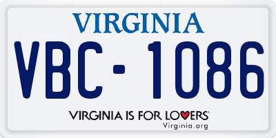 VA license plate VBC1086