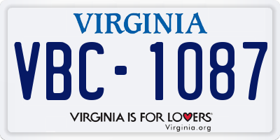 VA license plate VBC1087