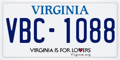 VA license plate VBC1088