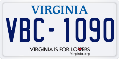 VA license plate VBC1090