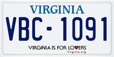 VA license plate VBC1091