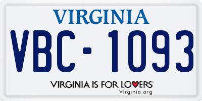 VA license plate VBC1093