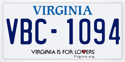 VA license plate VBC1094
