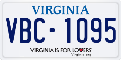 VA license plate VBC1095