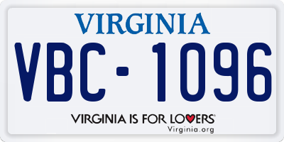 VA license plate VBC1096