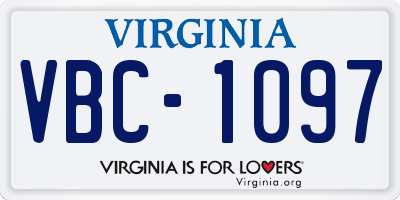 VA license plate VBC1097