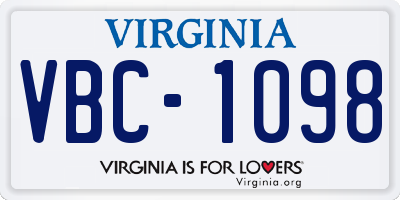 VA license plate VBC1098