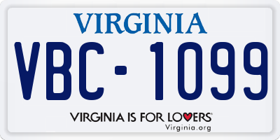 VA license plate VBC1099