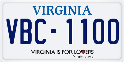VA license plate VBC1100