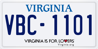 VA license plate VBC1101