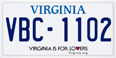 VA license plate VBC1102