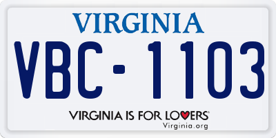 VA license plate VBC1103