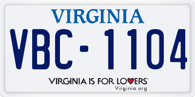 VA license plate VBC1104
