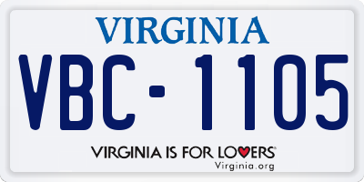 VA license plate VBC1105