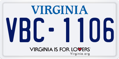 VA license plate VBC1106
