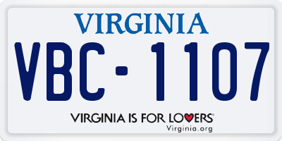 VA license plate VBC1107