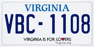 VA license plate VBC1108