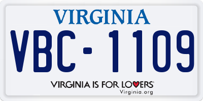 VA license plate VBC1109