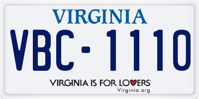 VA license plate VBC1110