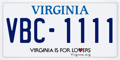 VA license plate VBC1111
