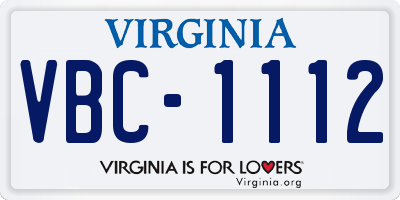 VA license plate VBC1112