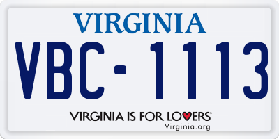 VA license plate VBC1113